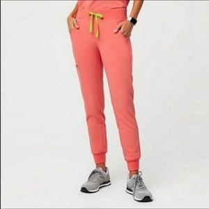 FIGS Hot Coral Zamora Jogger Scrub Pants